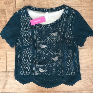 Xhileration Lace Top in Hunter Green